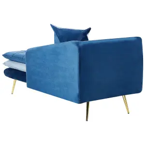 Left Hand Velvet Chaise Lounge Blue GONESSE