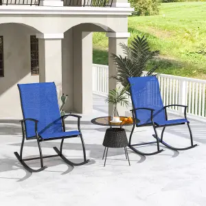 Costway 2 Pieces Outdoor Rocking Chairs Patio Cozy Rockers w/Breathable Backrest