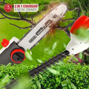 NETTA 710W 2 in 1 Long Reach 2.7M Pole Chainsaw and Hedge Trimmer