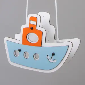 Litecraft Multi Coloured Boat Glow Kids Ceiling Pendant