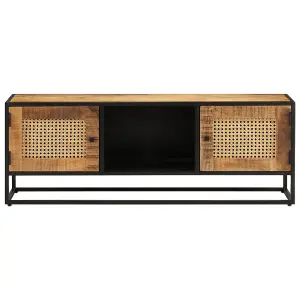 Berkfield TV Cabinet 110x30x40 cm Solid Rough Wood Mango&Iron