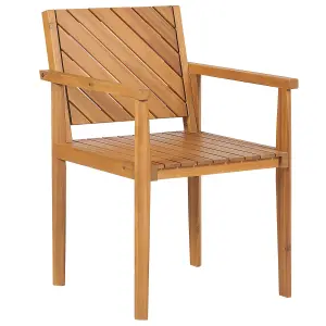 Set of 4 Garden Chairs BARATTI Acacia Wood Light Wood