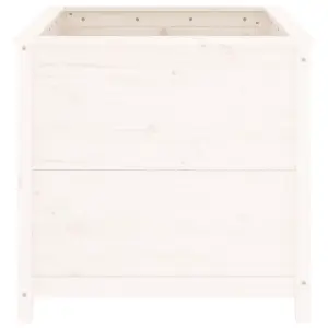 Berkfield Garden Planter White 82.5x82.5x78 cm Solid Wood Pine