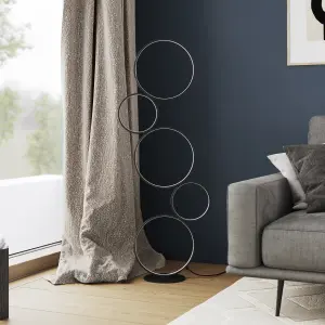 GoodHome Samana 5 rings Matt black LED Floor lamp