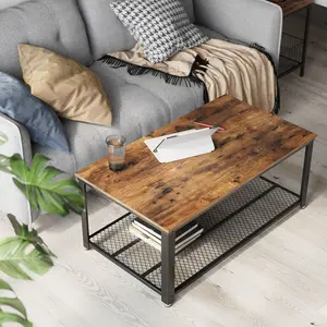 Aplington Coffee Table Rustic Brown Top/Black Base