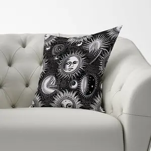 Moon and Sun Black White Cushions 60cm x 60cm