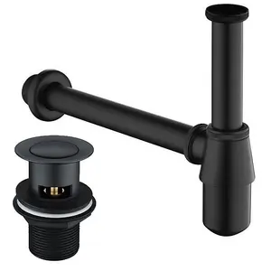 Black Bottle Trap Bathroom Basin Sink Pipe Adjustable Outlet Pop up Waste Brass