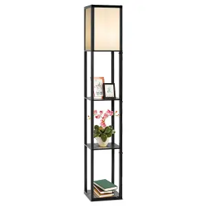 Costway Floor Lamp W/ 3-Tier Storage Shelf Narrow Corner Nightstand Light E27 Bulb Base