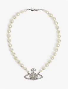 Womens Vivienne Westwood Jewellery Bas Relief Silver-Tone Brass, Pearl And Swarovski Crystal Necklace Platinum/Cream/Crystal