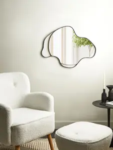 Beliani Modern Wall Mirror MELUN Metal Black