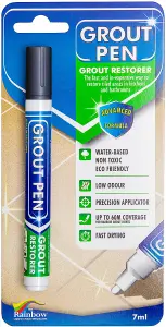 Grout Pen - Designed for restoring tile grout in bathrooms & kitchens (DARK GREY)