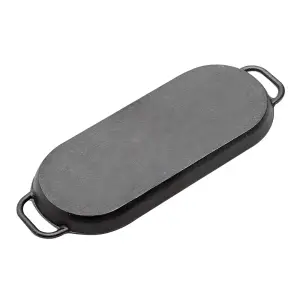 43 x 16 cm Black Oval Cast Iron Grill Pan with Handles