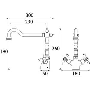 Bristan Colonial Chrome effect Kitchen Mixer Tap