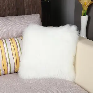 White Square Fluffy Faux Fur Throw Pillow Case Cushion Cover 45cm x 45cm