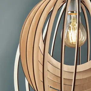 ValueLights Lenko Modern Droplet Shaped Wooden Spiral Design Self Assembly Ceiling Pendant Light Shade