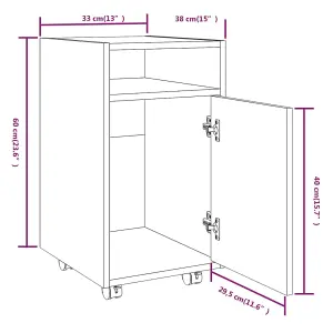 Berkfield Side Cabinet with Wheels Grey Sonoma 33x38x60 cm Engineered Wood