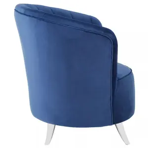 Interiors by Premier Blue Tub Chair, Stylish Office Chair, Classy Velvet Chair,  Round Velvet Upholstery Chair for Lounge