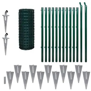 Enos Outdoor Euro Fence Panel Set with Ground Spike Steel Grey / 100cm H x 2500cm W