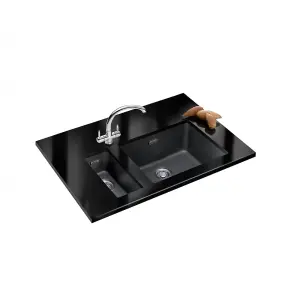 Franke Sirius Kitchen Sink with Lina Black Mixer Tap Swivel Spout Single Lever