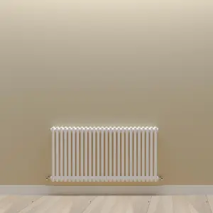 Horizontal White Double Column Radiator (H) 600mm x (W) 1190mm, 5425 BTU.