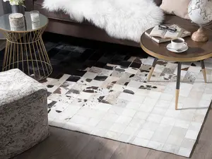 Cowhide Area Rug 140 x 200 cm Black and White KEMAH