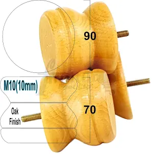 TURNED WOOD LEGS OAK 70mm HIGH SET OF 4 REPLACEMENT FURNITURE BUN FEET SETTEE CHAIRS SOFAS FOOTSTOOLS M10 SHN215