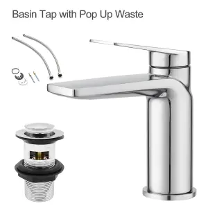 BATHWEST Basin Mixer Taps  Modern Monobloc Basin Taps  Single Handle Chrome Brass Bathroom Sink Taps