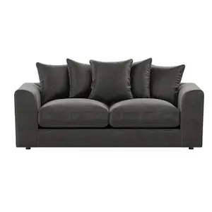 Brooklyn Plush Velvet Fibre Fabric 3 Seater sofa Grey