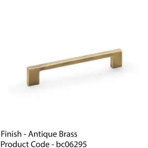 Slim Square Bar Pull Handle - Antique Brass - 160mm Centres SOLID BRASS Drawer