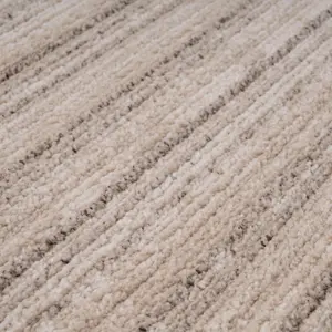 Neutral Beige Distressed Striped Soft Runner Rug 60x240cm