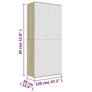 Shoe Cabinet White and Sonoma Oak 80x39x178 cm Engineered Wood