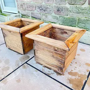 2Pc Regular Planter Set - Wood - L41 x W41 x H32.5 cm - Fully Assembled