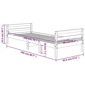 Berkfield Bed Frame Wax Brown 90x200 cm Solid Wood Pine