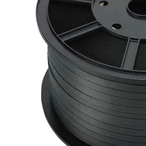 1 Coil of 12mm Wide 1000 Metres Per Coil 310kg Brake Strength Polypropylene Black Plastic Hand Pallet Strapping Coil