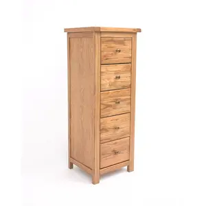 Trivento 5 Drawer Narrow Chest of Drawers Brass Knob