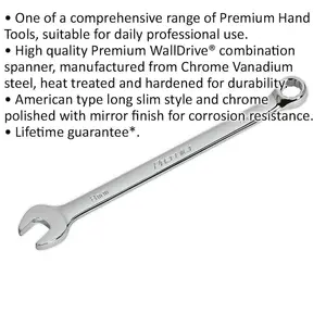 Premium 8mm Steel Combination Spanner - Long Slim Chrome Vanadium Wrench for Durability