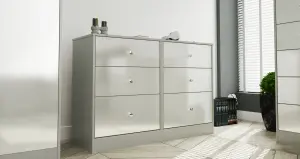 Taunton 6 Drawer Wide Chest in Uniform Grey Gloss & Dusk Grey (Ready Assembled)