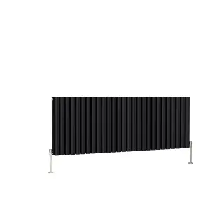 Right Radiators 600x1593mm Horizontal Double Oval Column Designer Radiator Black