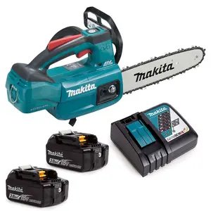 Makita DUC254RFE 18v LXT Cordless Brushless 25cm Chainsaw Top Handle 2 x 3.0ah