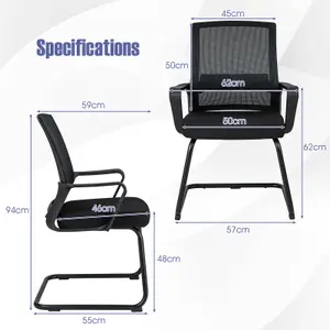 COSTWAY Set of 2 Meeting Office Chairs Mid-Back Mesh Reception Chair Guest Chair