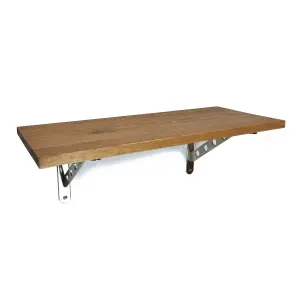 Solid Pine Rustical Shelf Medium Oak with 2406 Bracket 25x90cm