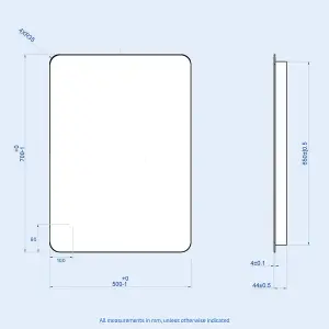 Nes Home Bathroom Modern LED IP44 Illuminated Rectangular Demister Mirror 500 X 700mm