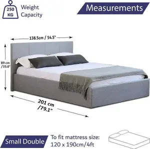 Side Lift Ottoman Bed Frame Small Double With Under Bed Storage & Mattress