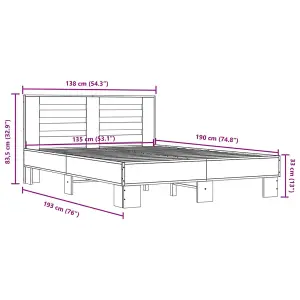 Berkfield Bed Frame without Mattress Brown Oak 135x190 cm Double