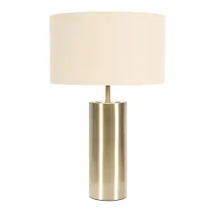 ValueLights Lexy Antique Brass Touch Table Lamp with Beige/Gold Shade