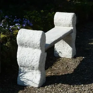 Large Rustic Stone Garden Bench