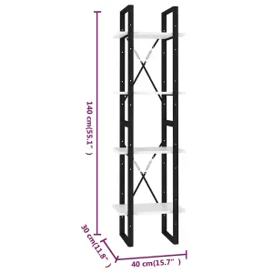 Berkfield 4-Tier Book Cabinet White 40x30x140 cm Engineered Wood