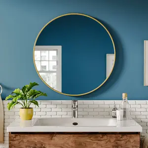 Baum Metal Flat Wall Mirror Gold / 60 cm H x 60 cm W