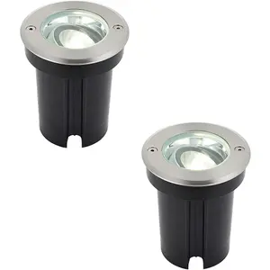 2 PACK Stainless Steel IP67 Ground Light - 6W Cool White LED - Tilting Head