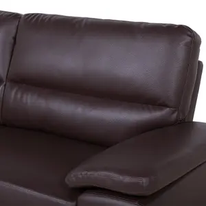 3 Seater Faux Leather Sofa Brown VOGAR